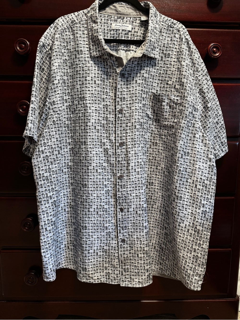 Tommy Bahama Coconut Point Island Zone Shirt in Geometric Geo-Tile Pattern